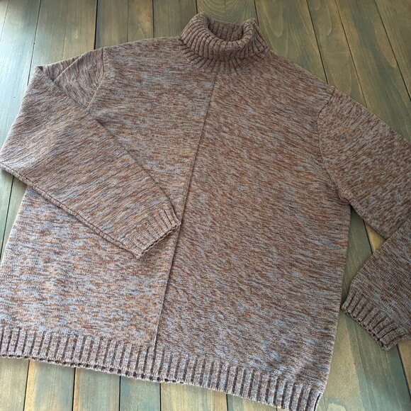 Vintage Tricots St Raphael Brown Turtleneck Cashmere Blend Sweater Large (X8) - Picture 1 of 9